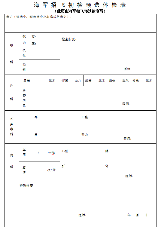 2022年度浙江海军招飞初检预选工作安排
