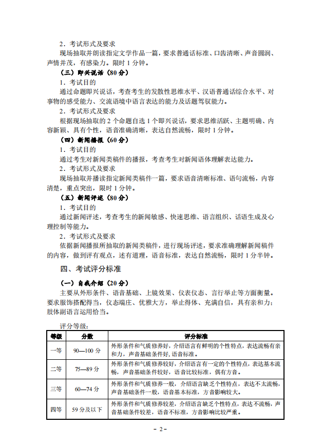 2022年湖北省艺术统考(播音与主持艺术专业)考试大纲 2022年湖北省艺术统考(播音与主持艺术专业)考试大纲